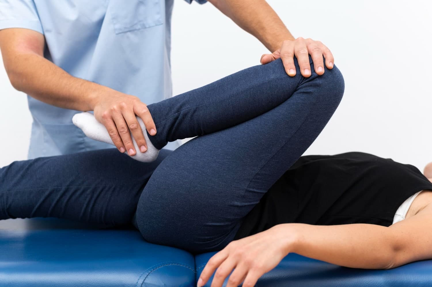 A patient undergoing a regenerative therapy session, demonstrating the practical application of these healing techniques for tendon and ligament injuries.